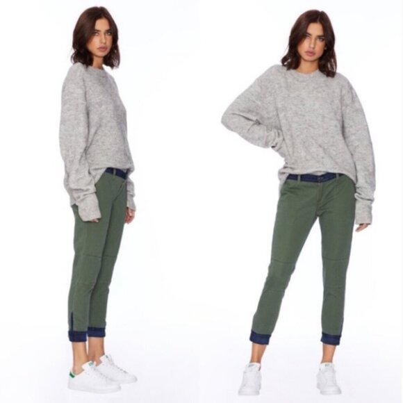 Etienne Marcel Military Inspired Mid Rise Two Toned Cropped Joggers Size 28 - Picture 1 of 11